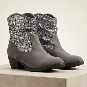 Sugar Women's 7.5 Tango Brown- Gray Faux Suede Sequin Ankle Boots Western